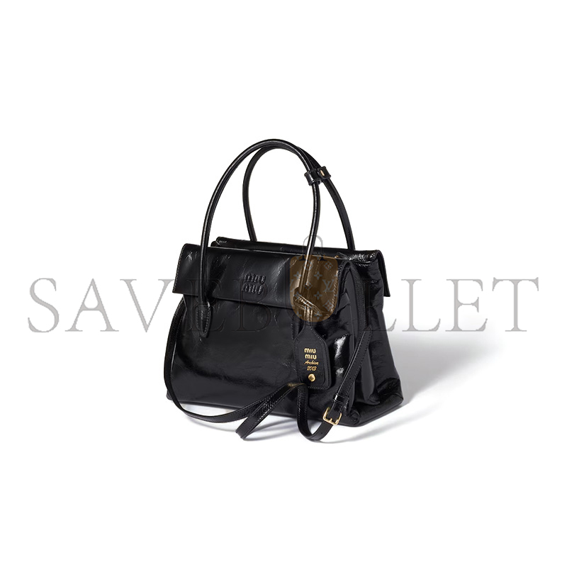 MIU MIU SOLITAIRE SHINY LEATHER BAG 5BA302 (28*19.5*11cm)